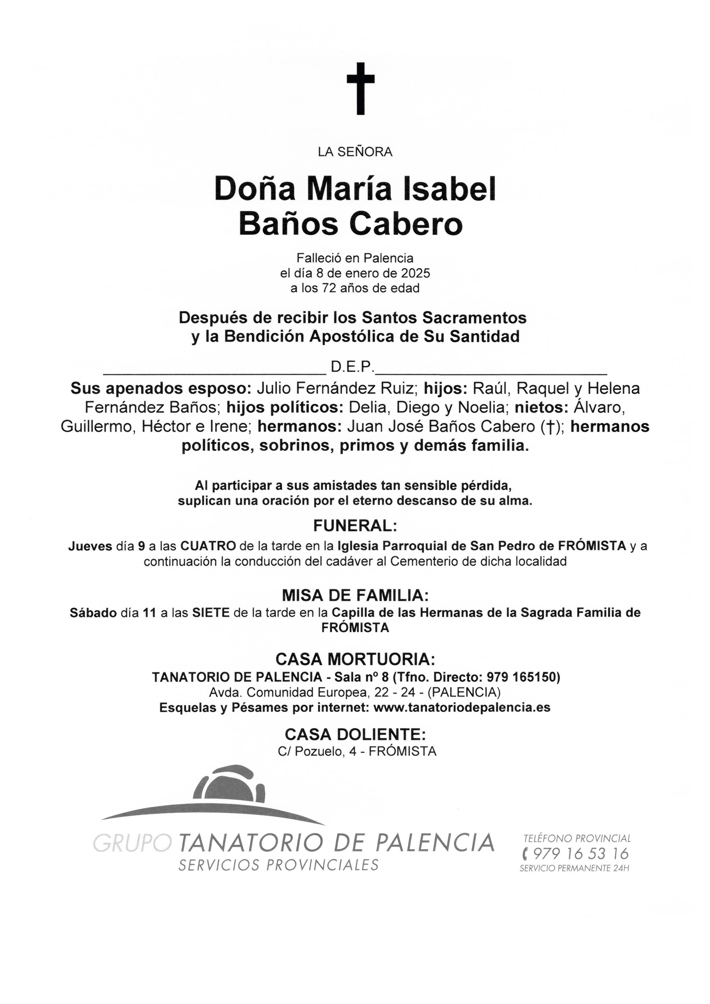 LA SEÑORA DOÑA MARÍA ISABEL BAÑOS CABERO